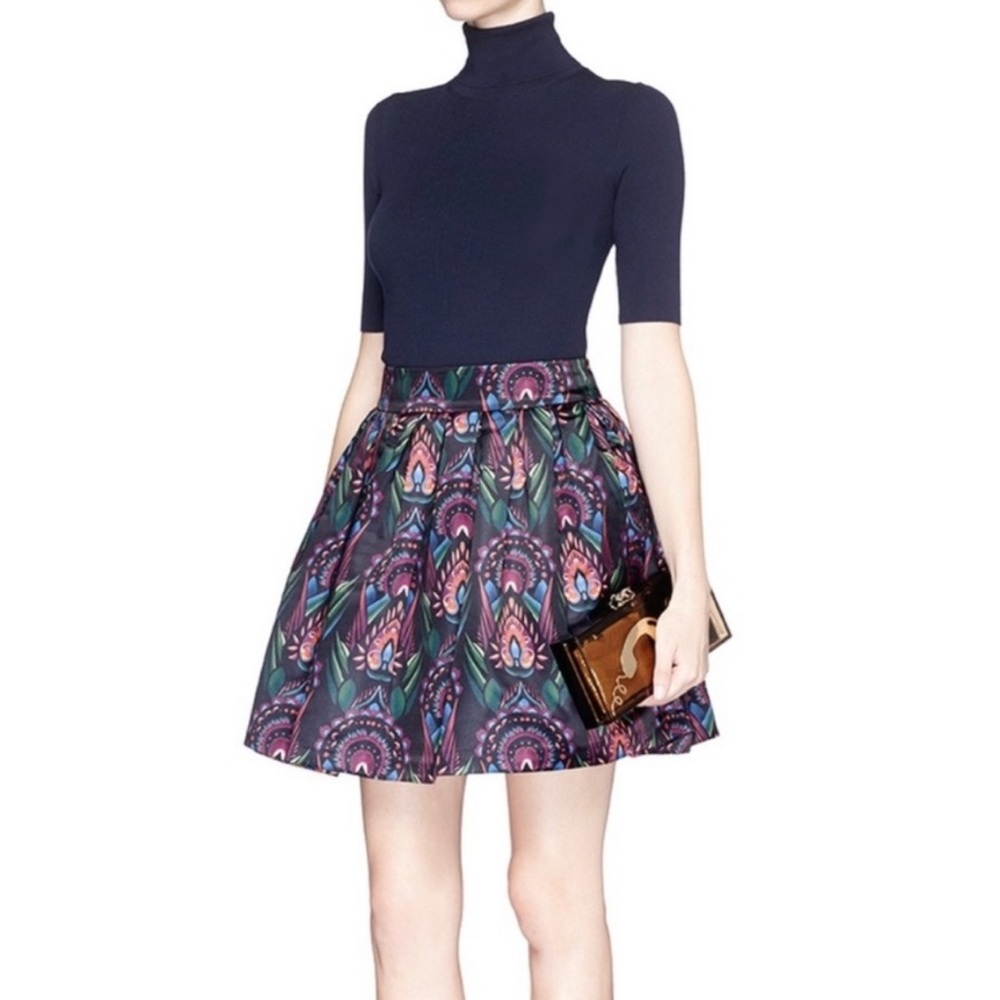 NWT ALICE + OLIVIA Stora Pleated Pouf Skirt in Ombre Deco Size 2 - Picture 3 of 16